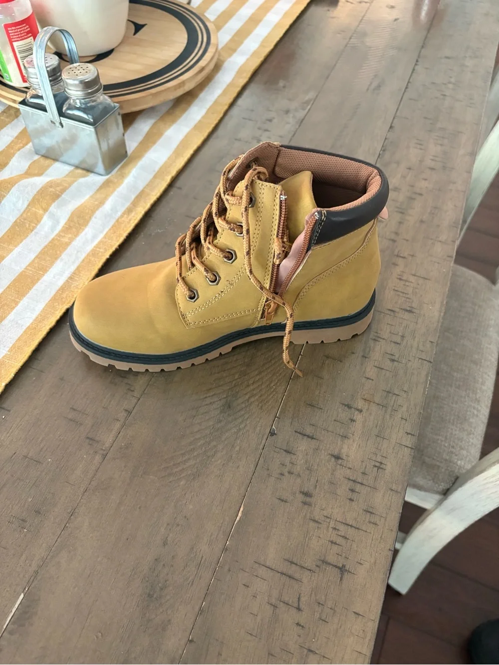 Kids Tan Lace-Up Work Boot